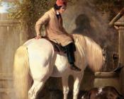 Refreshment, A Boy Watering His Grey Pony - 约翰·弗雷德里克·赫尔林